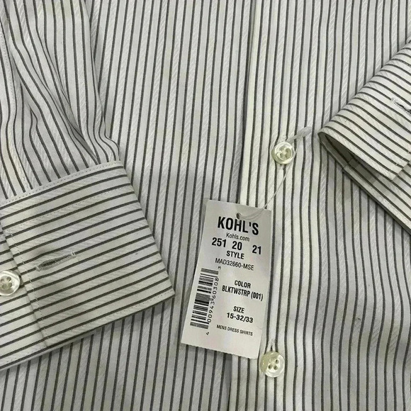 [15.5]Marc Anthony Slim Fit blue stripes  White Dress Shirt - Picture 3 of 4